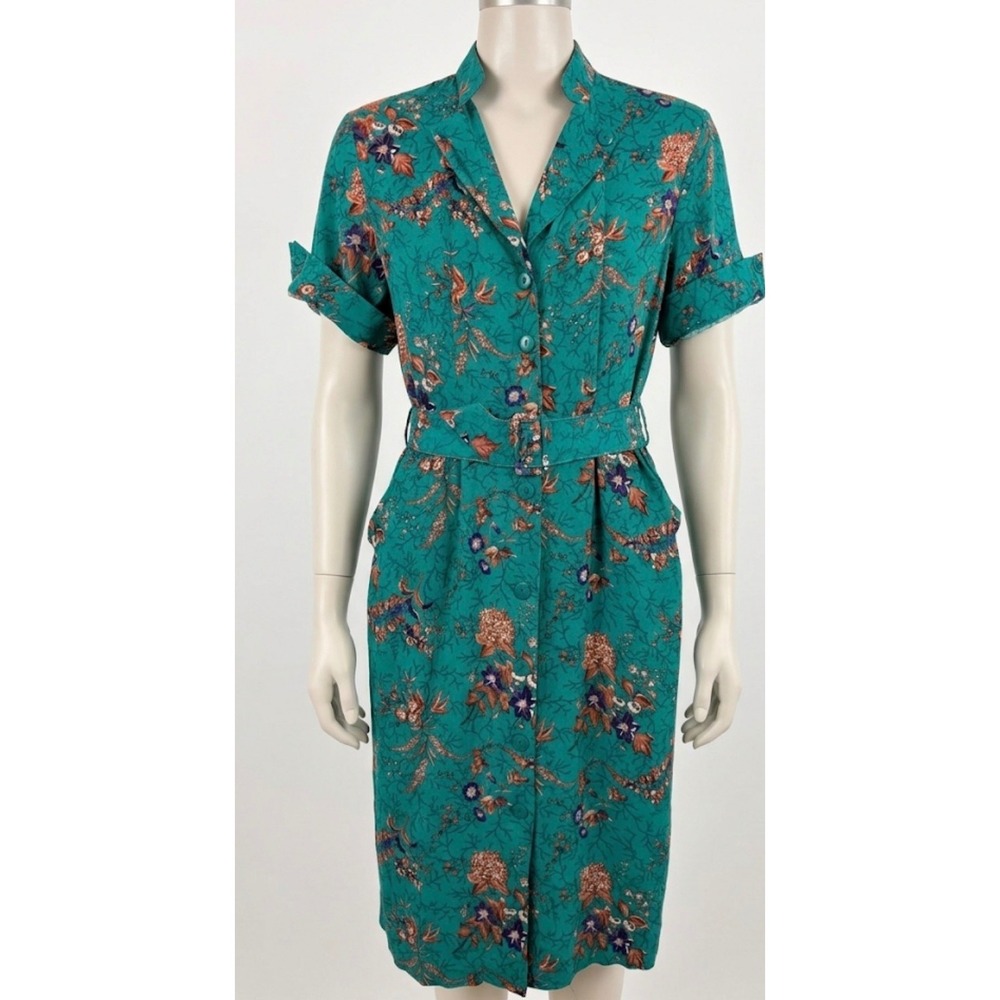 Milanzo 80s Floral Rayon Dress Small Cottagecore Whimsigoth Boho Midi Fall Mod